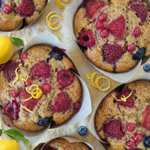 Muffin de Limón y Frutos Rojos (Keto)